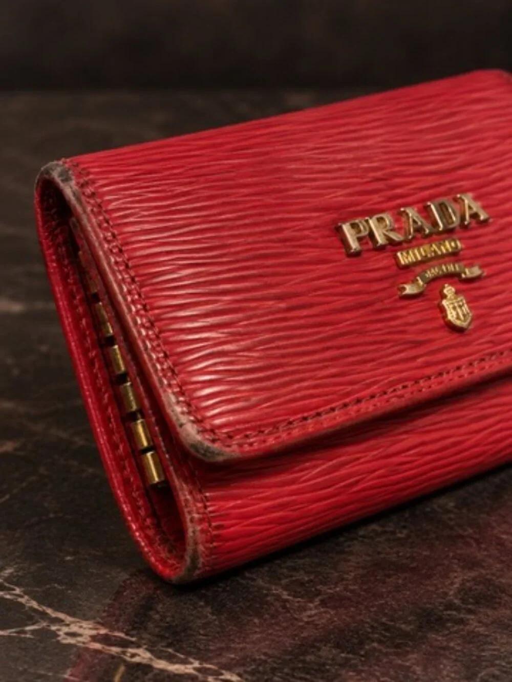 Prada red leather